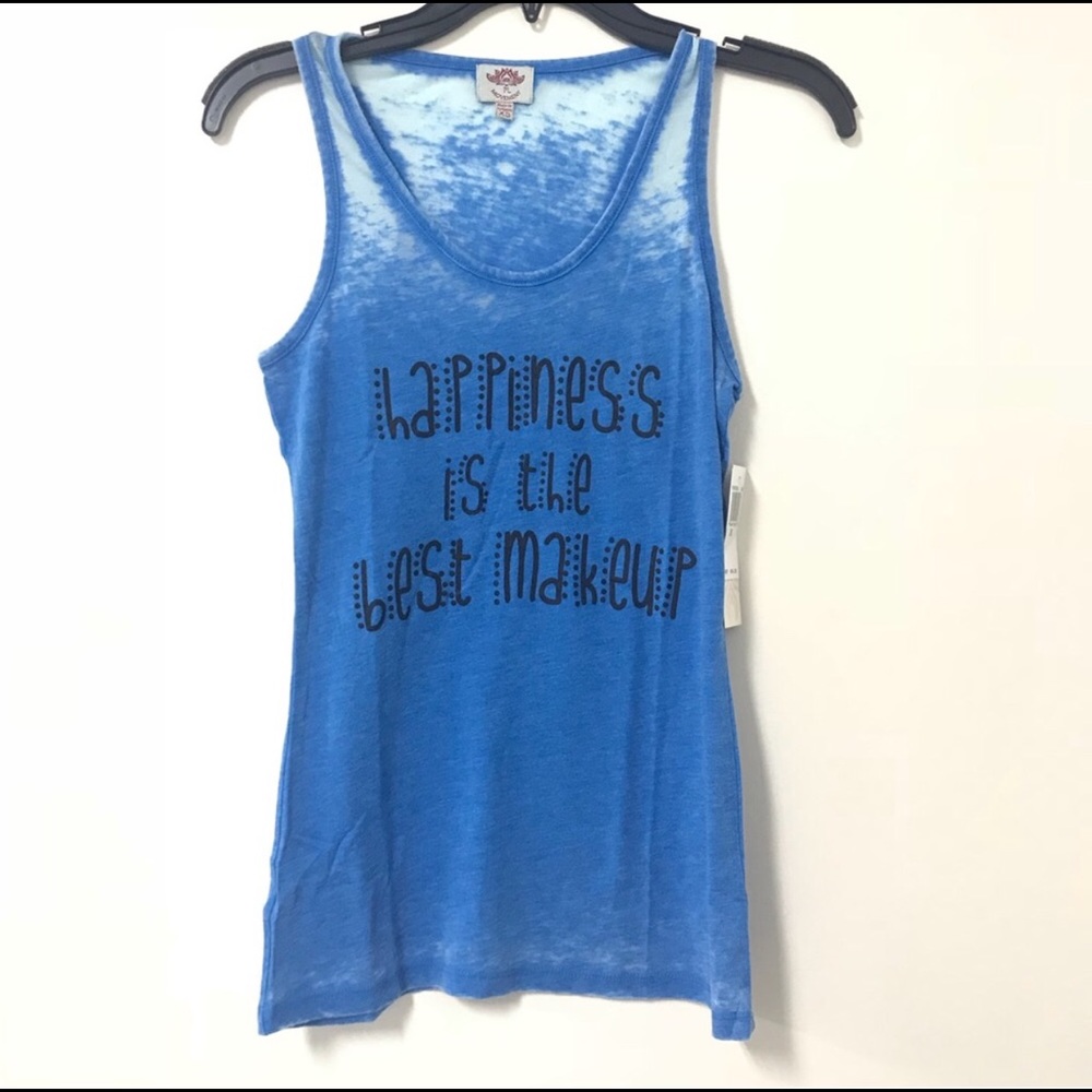 NWT Pink Lotus “Happiness is the Best Makeup” Tank